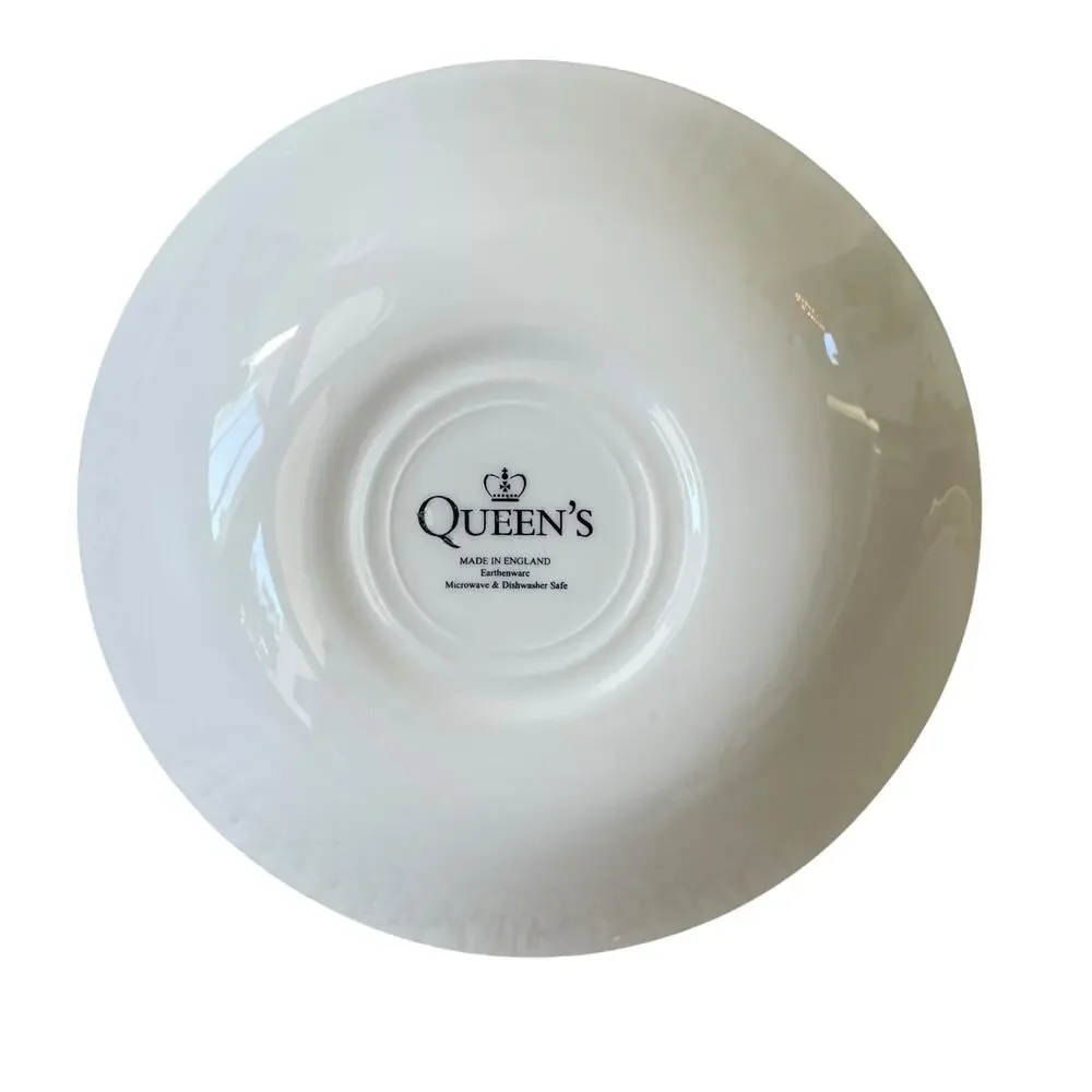 Queen's FINLANDIA Blue & White Floral Porcelain Pasta Bowls 9in ENGLAND New